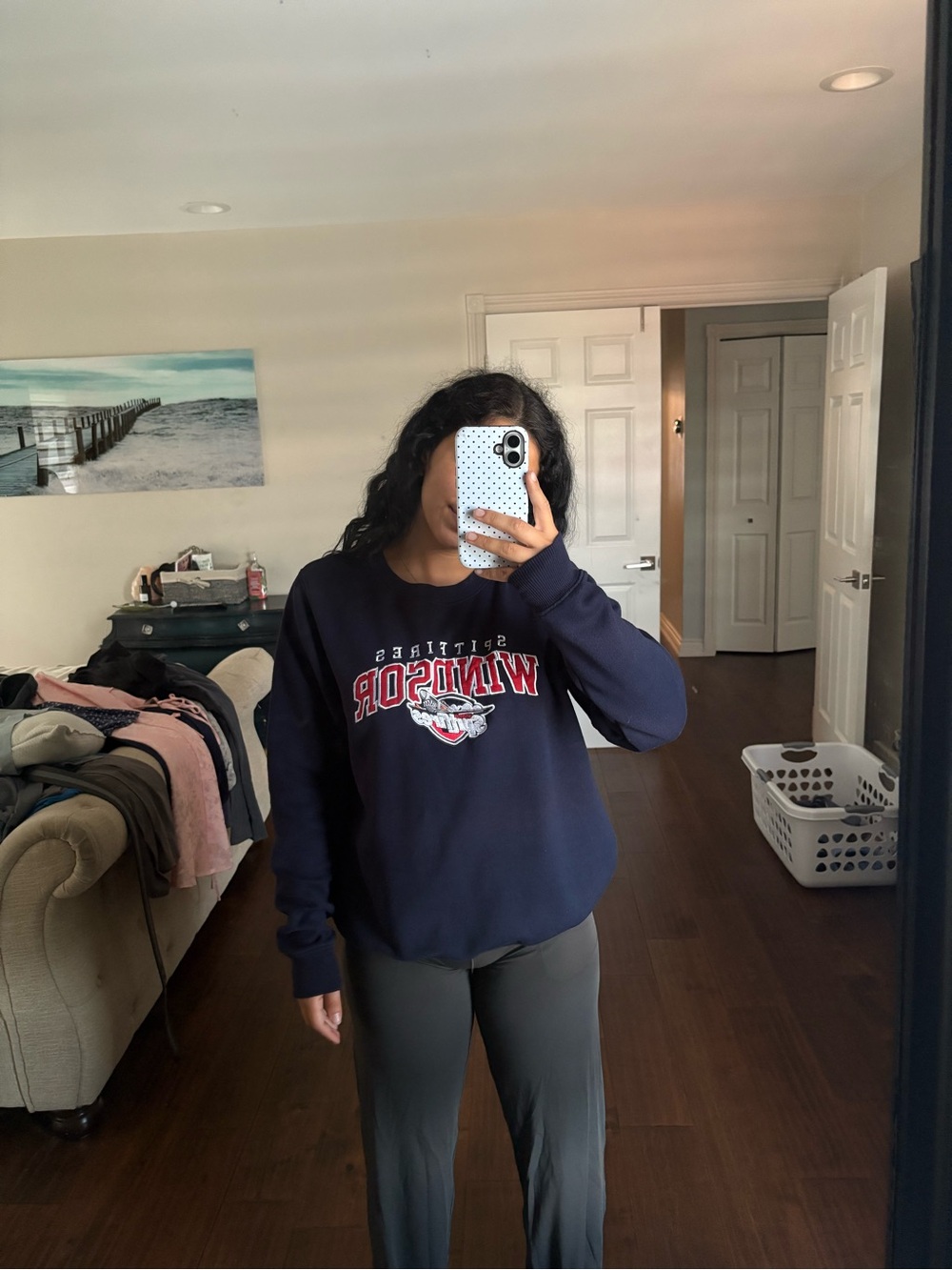 Navy University Graphic Crewneck Sweatshirt